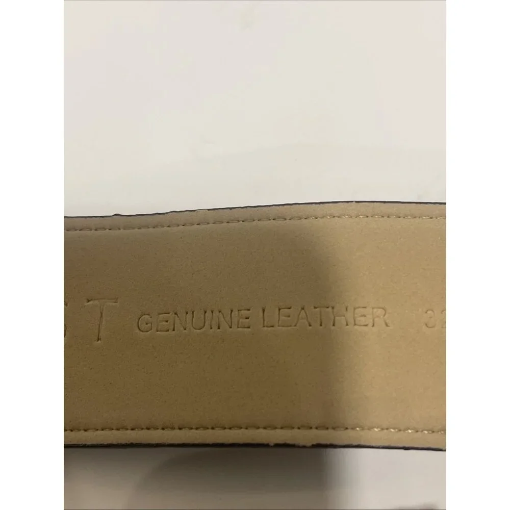NINE WEST LEATHER PATCHWORK BROWN BELT WOMEN COWHIDE GOLD BUCKLE‎ SMALL PELLING